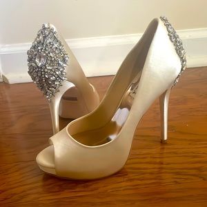 Badgley Mischka Kiarra Peep Toe Embellished Heel